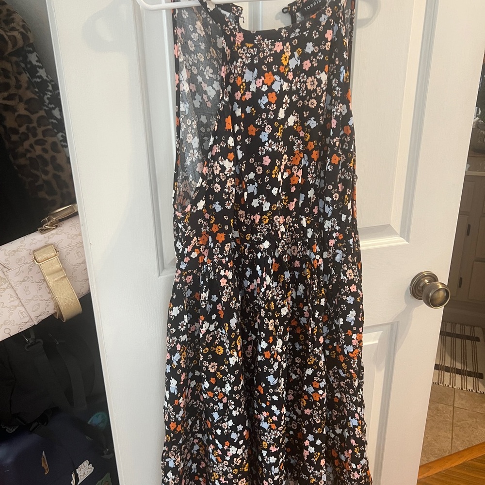 Floral Dress - Black and Orange